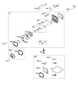 Cylinder Head Group Diagram and Parts List for 8P502-0026-H5  Briggs and Stratton Engine